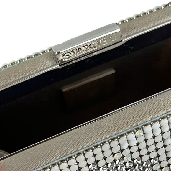 SWAROVSKI Authentic Silver Crystal Evening Bag Clutch Silk Lining Retired Rare - Picture 3 of 16